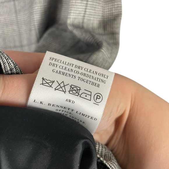 L.K. Bennett London Gray Plaid Wool Dress Size 6 US UK 10 EU 38 Fine Merino Wool - Picture 8 of 9